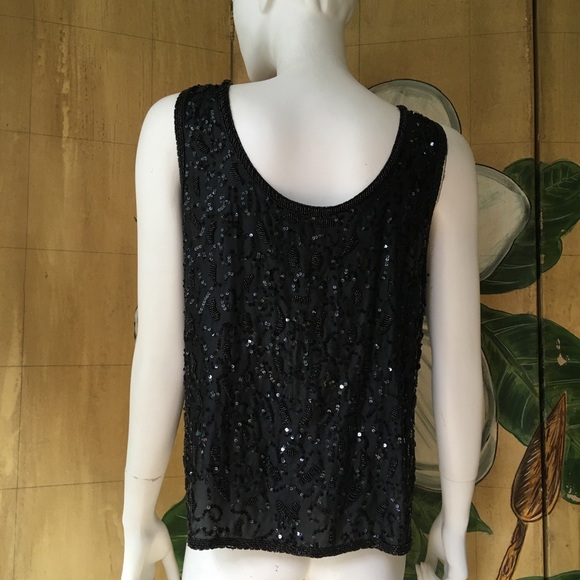 Silk beaded black beads & sequins evening top new - Picture 4 of 7